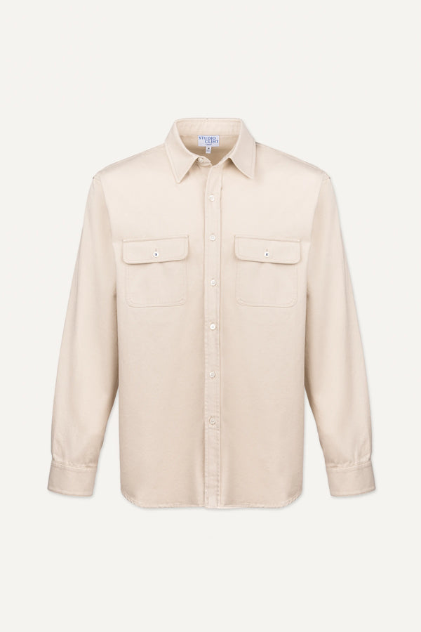 Safari-Beige Cotton Double Pocket Shirt